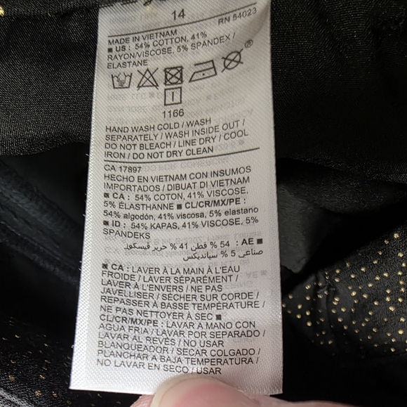 Old Navy Black With Gold Polka-Dot Pixie Hi-Rise Slim Pants 14 - Picture 7 of 8